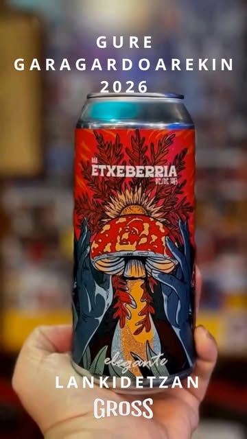 Lata de Elegante, la cerveza del Etxeberria hecha con Gross